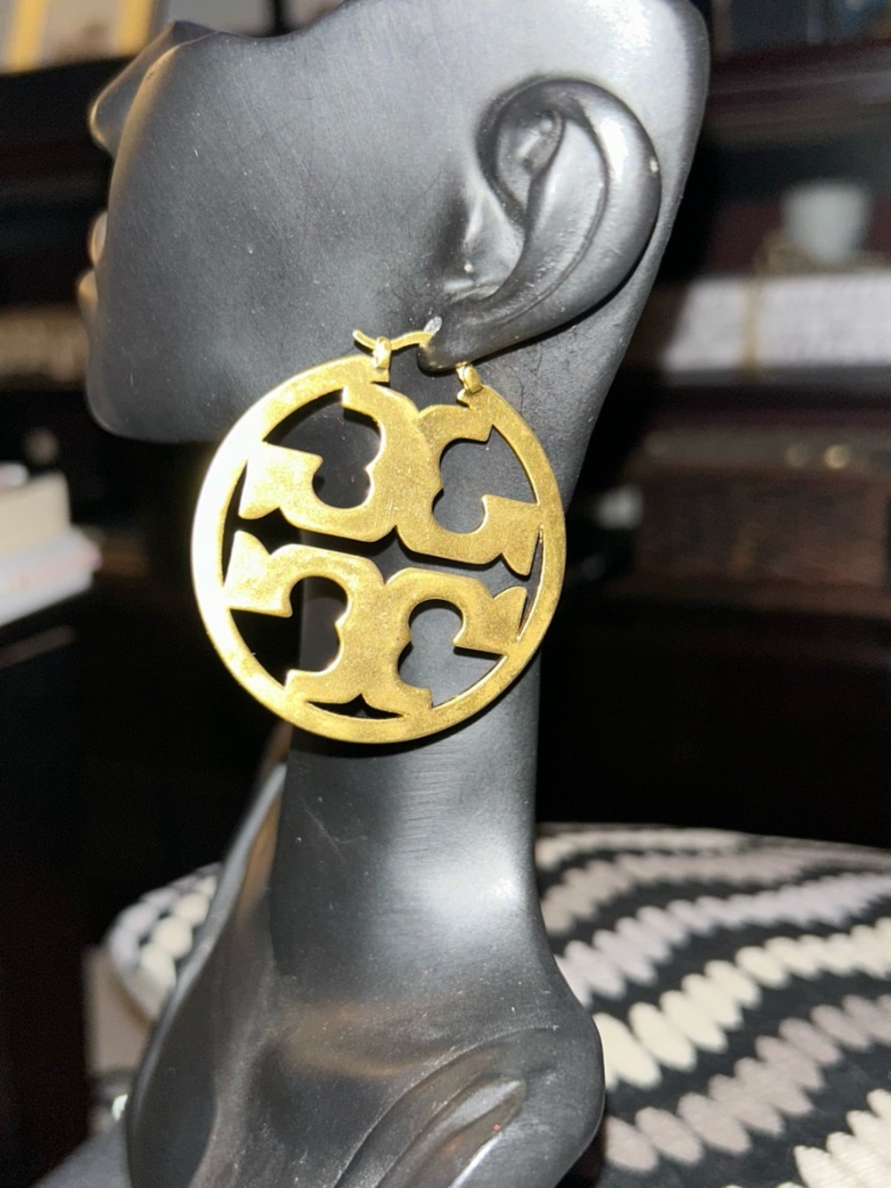 Tory Burch 18k Gold-plated Round Cutout Hoop Earrings